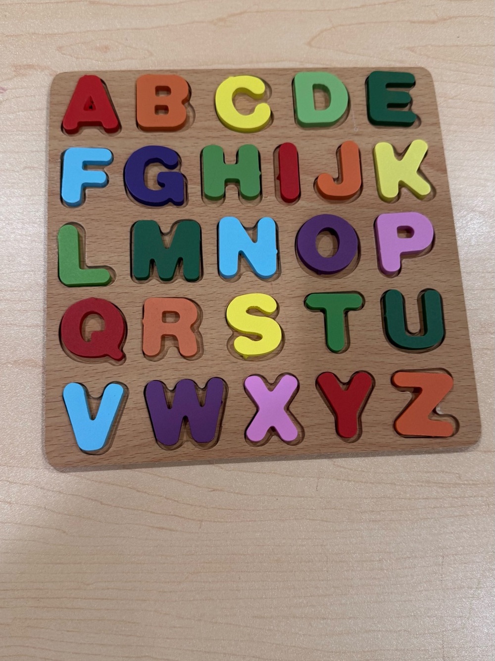 Colorful Wooden Alphabet Puzzle - Multicolor ABC Letters for Kids